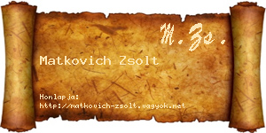 Matkovich Zsolt névjegykártya